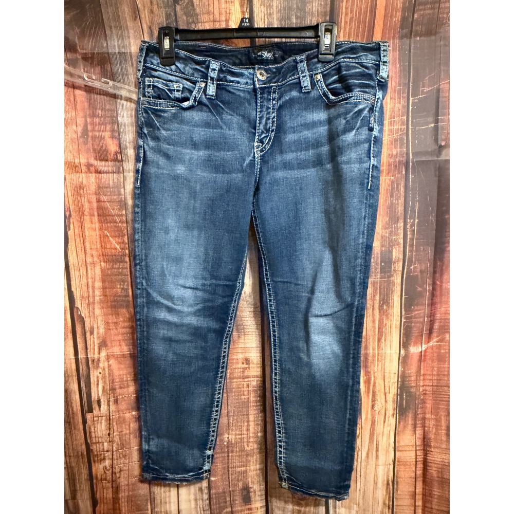 Silver Jeans Co Elyse Skinny Crop Dark Wash Denim W32 L25 L43027SDK220